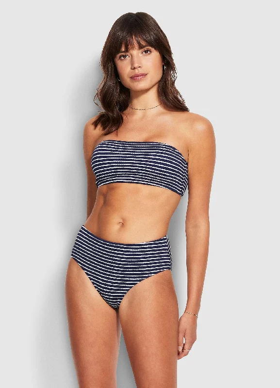 Seaside Stripe Wide Side Retro Pant - True Navy