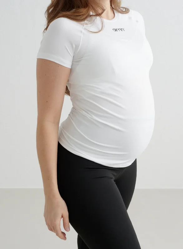 White Soft Basic Maternity Short Sleeve