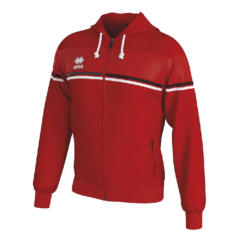 Errea Dragos Full-Zip Hooded Top (Red/Black/White)