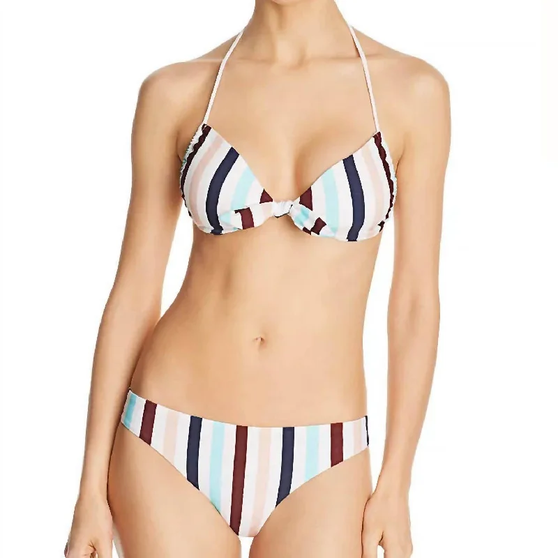 Umbrella Stripe Classic Bikini Bottom In Aquamarine Multi