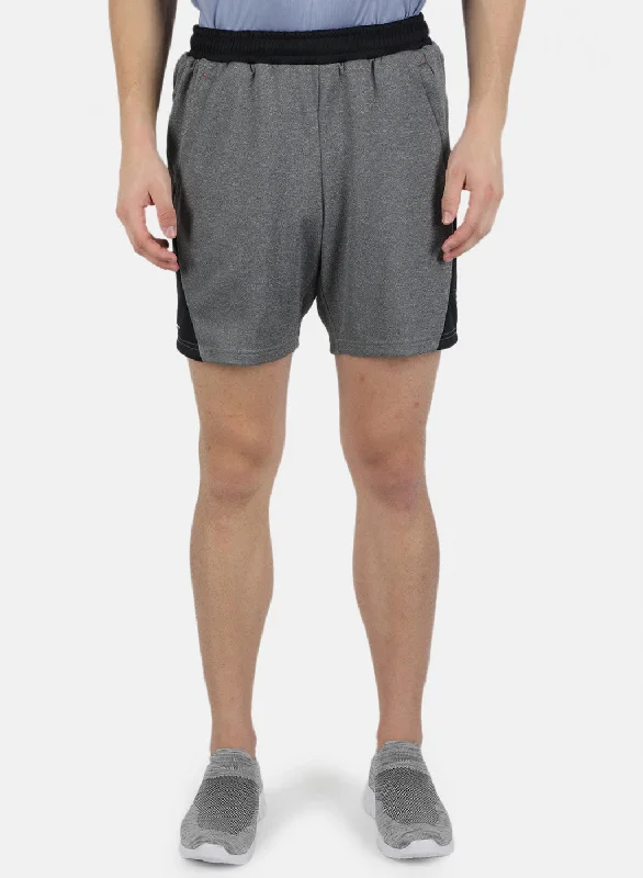 Men Grey Self Design Shorts