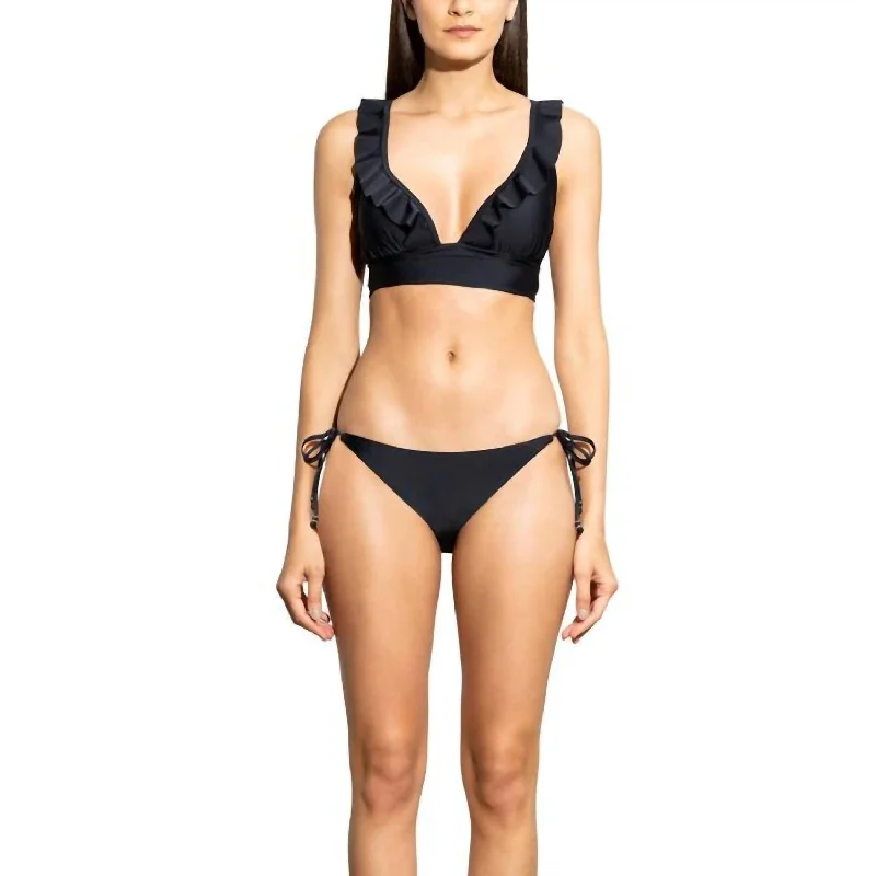 Solid Clean Triangle Bikini Bottom In Black