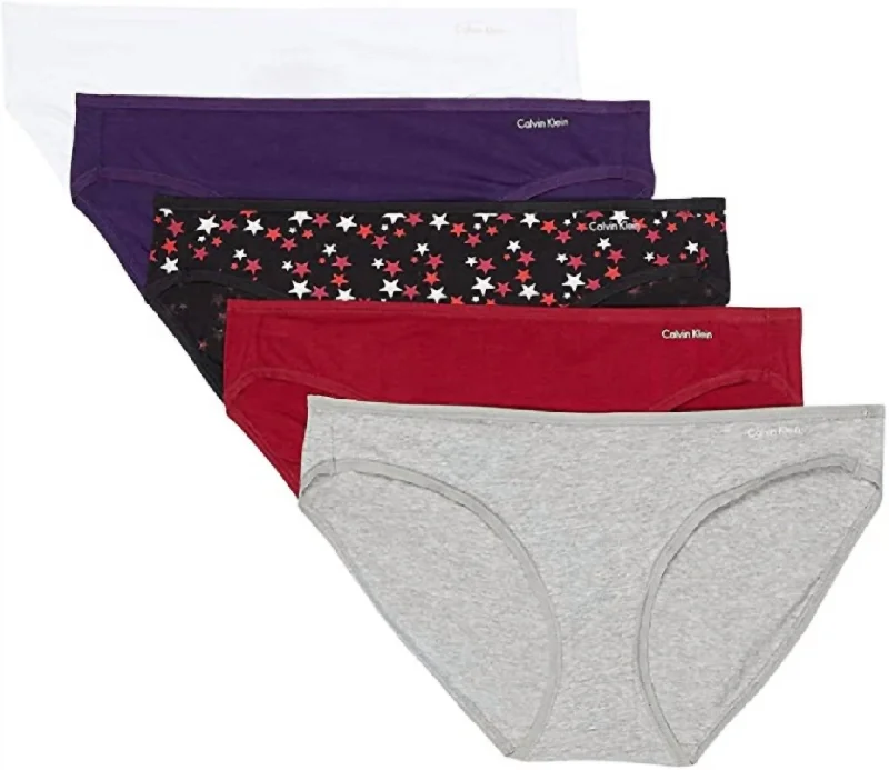 Women's 5-Pack Form Bikini Bottom In Grey Heather/rebellious/twinkle Black/purple