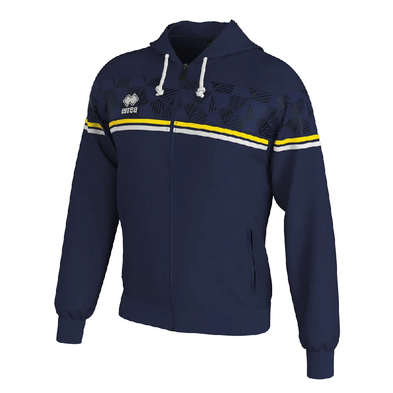 Errea Dragos Full-Zip Hooded Top (Navy/Yellow/White)