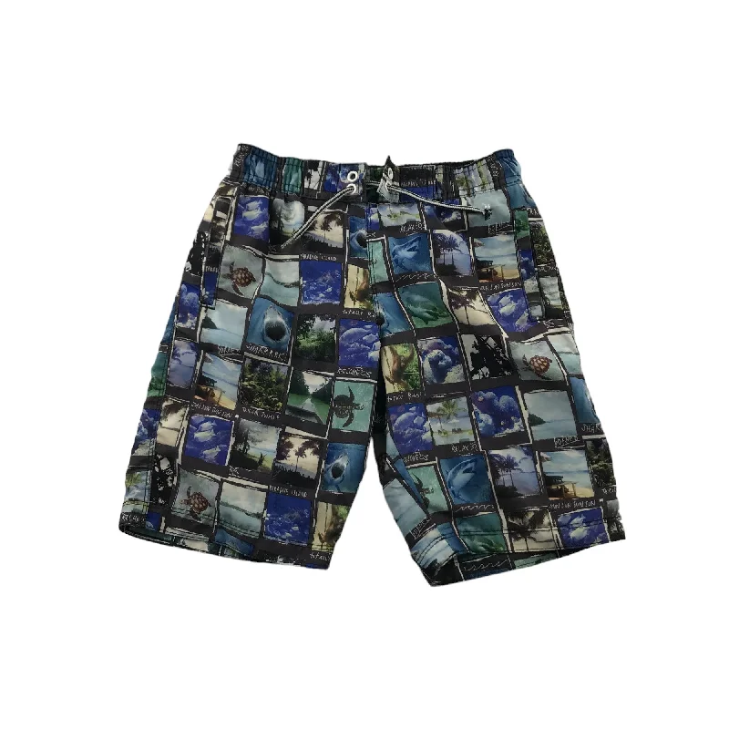 M&S Swim Trunks Age 7 Blue Polaroid Print Shorts