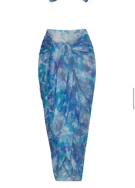 Women's Tie Dye Sarong In Shell Dye Blue