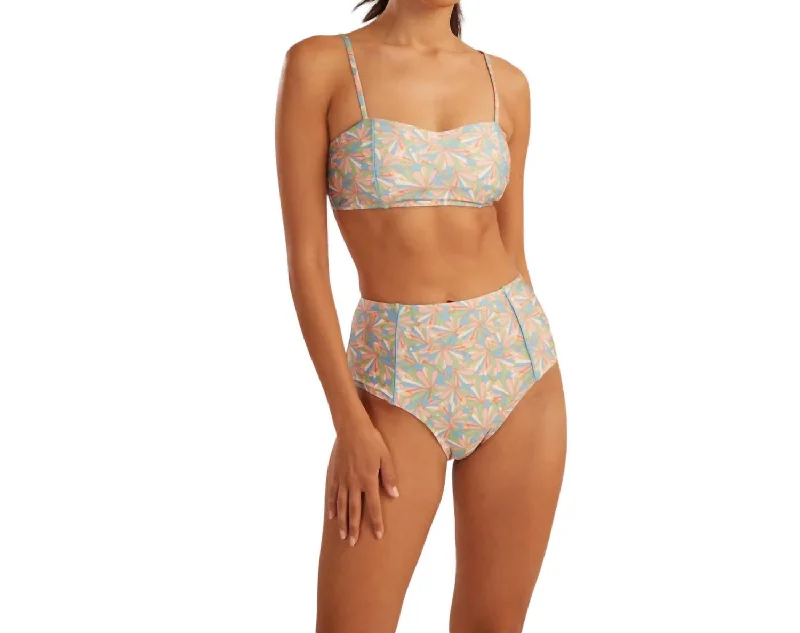 Calypso High Waist Bikini Bottom In Pastel Multi