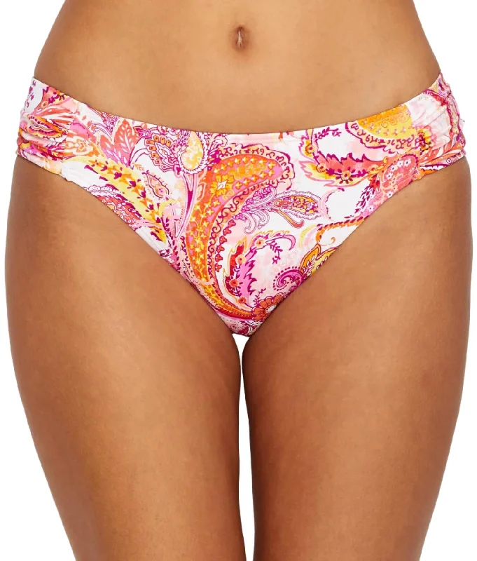 Fiesta Paisley Shirred Side Tab Hipster In Pink