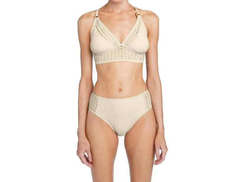 Marlow High Waist Bikini Bottoms In Ecru