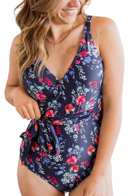 High Tide Floral One Piece Swimsuit In Navy