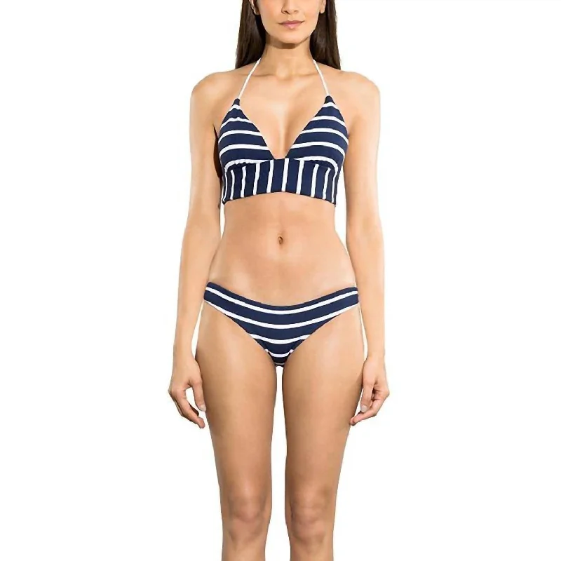 Marine Stripe Classic Bikini Bottom In Navy