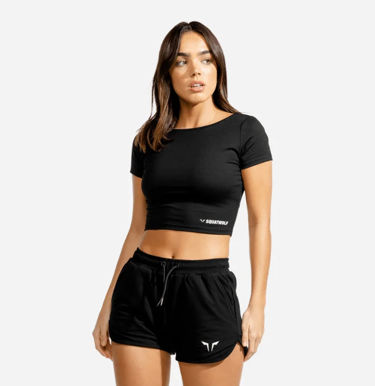 WARRIOR CROP TEE – SHORT SLEEVES – BLACK