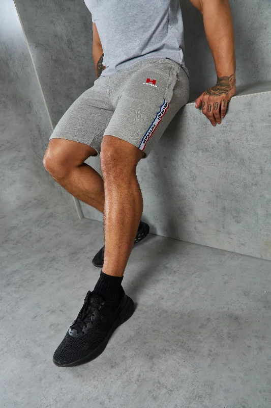 Grey Tri Tape Cotton Shorts