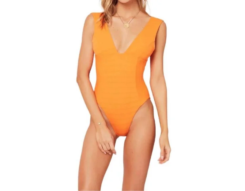 Clearwater Texture Sunscape One Piece In Tangerine