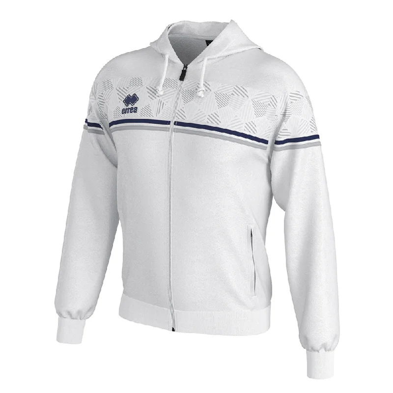 Errea Dragos Full-Zip Hooded Top (White/Navy/Grey)