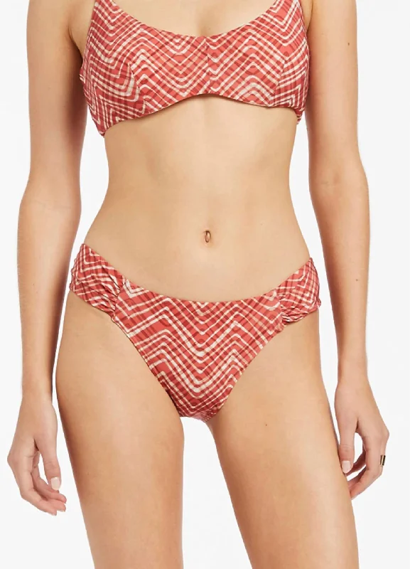 Bonita Ruched Hipster Swim Bikini Bottom In Maple