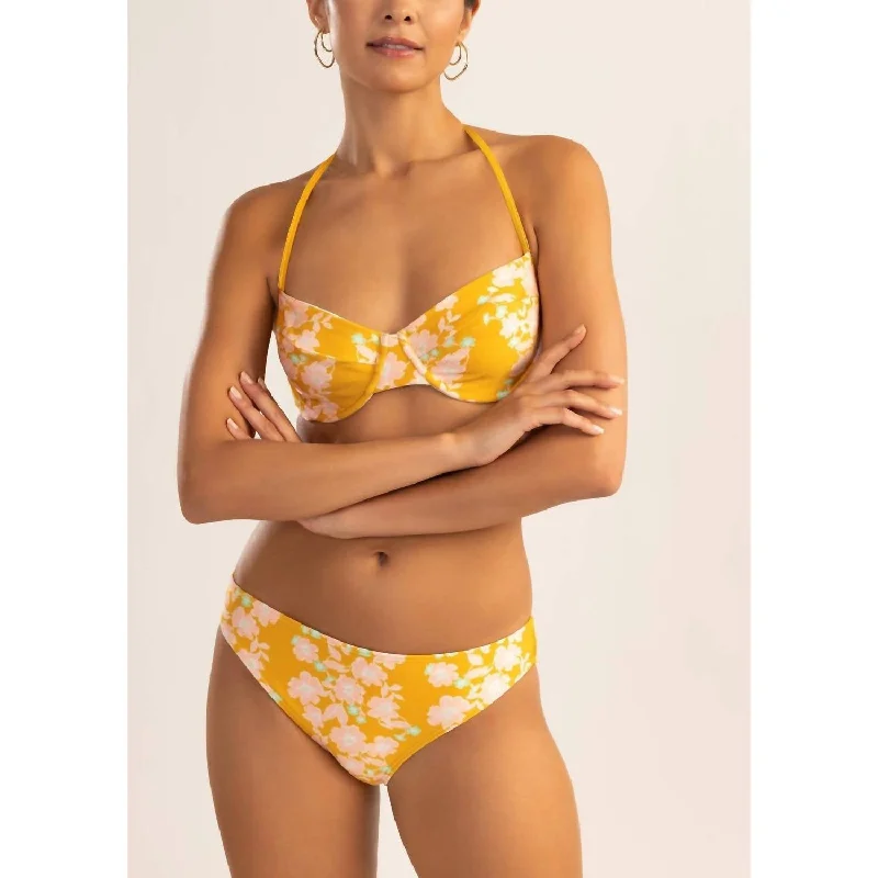 Floral Classic Bikini Bottom In Sunset Yellow