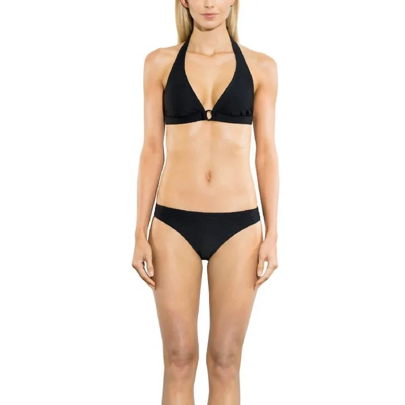 Solid Textured Classic Bikini Bottom In Jet