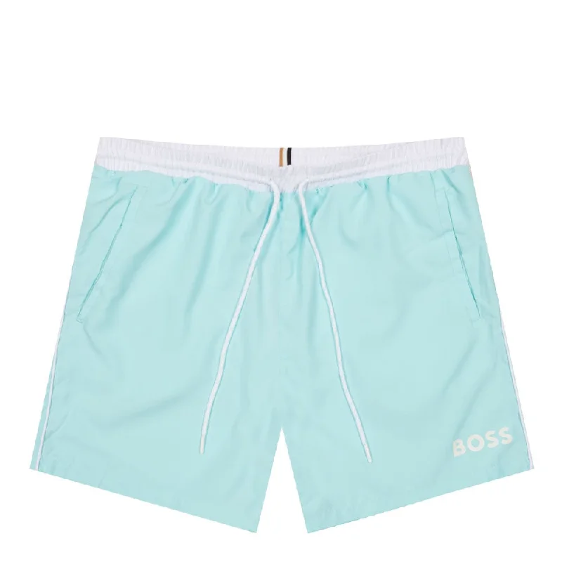 HUGO BOSS Men Standard Medium Length Solid Swim Shorts Trunks Biscay Green