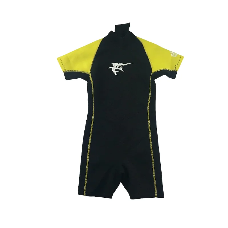 TWF wetsuit 11-12 years yellow and black short sleeve and leg