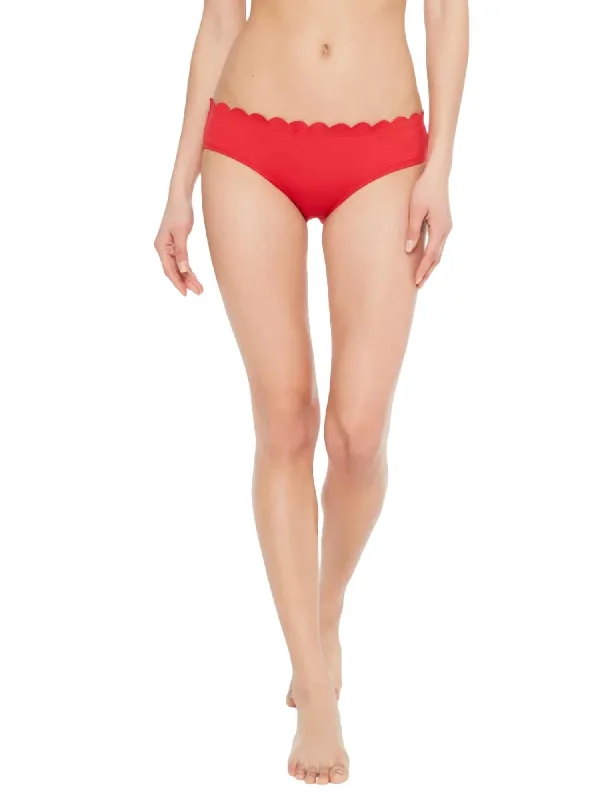 Core Scalloped Hipster In Rosa Red