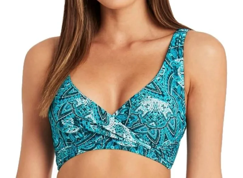 Bella Mare Cross Front B/dd Cup Bikini Top In Seafoam