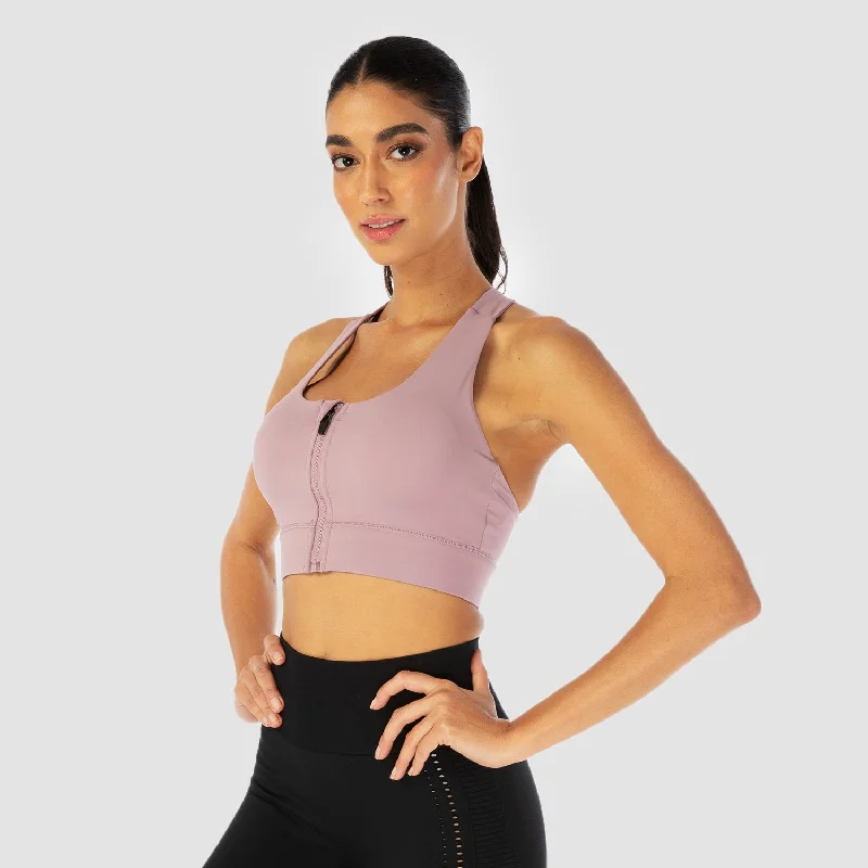 Infinity Zip Up Workout Bra - Elderberry