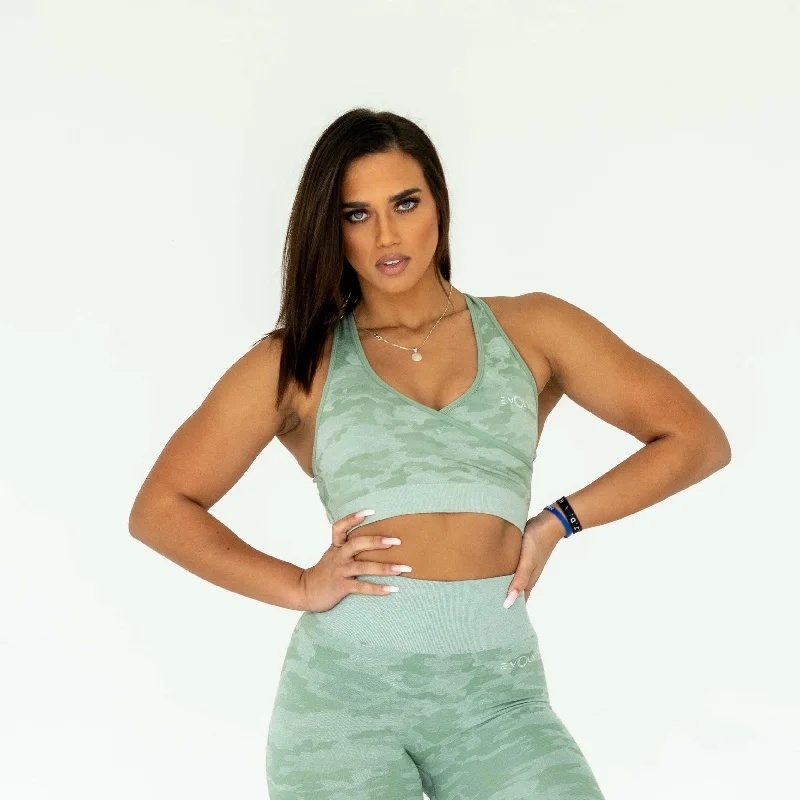 Rebel Seamless Sports Bra (Camo Light Green)