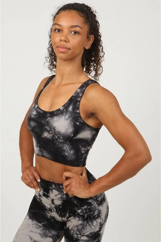 Tie Dye Sports Bra - Smoky Charcoal