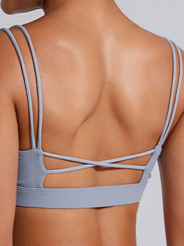 ZASUWA Female Deep V Cross Back Hollow Out Sports Bras