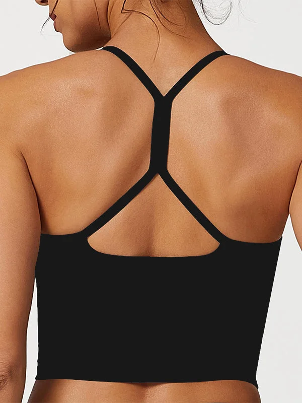 ZASUWA Female Solid Color Hollow Out Cross Beauty Back Sports Bras