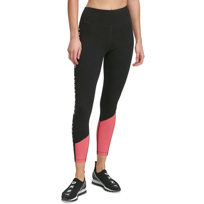 DKNY Women's High Waist Colorblocked 7/8 Leggings Pink Size X-Large - XL