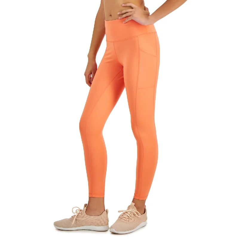 ID Ideology Women's Pocket Full Length Leggings Orange Size Petite Small