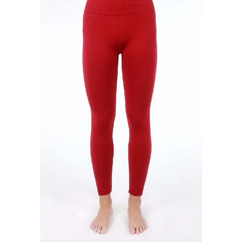 Love Charm Women's Fleece Lined Seamless Leggings Red Size Medium Large